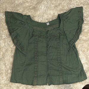 Old Navy Sage Green Flutter Sleeve Blouse